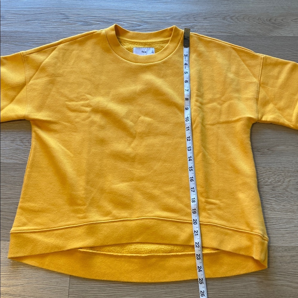 TNA Aritzia Yellow Crewneck Sweatshirt | Cropped Cozy Pullover Basic Size S - Picture 8 of 8